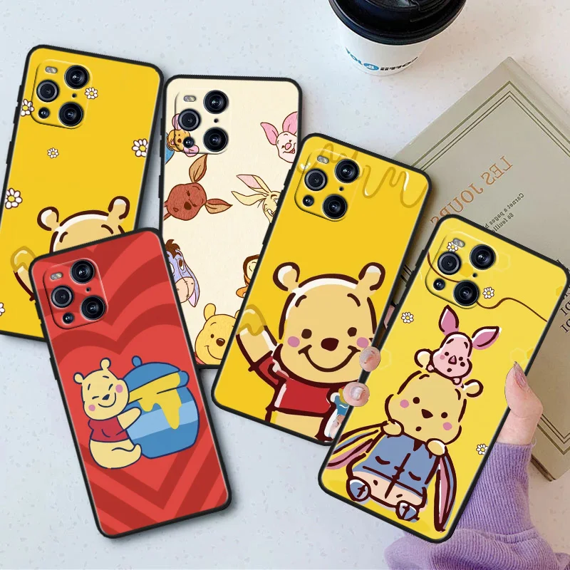 

Winnie the Pooh Phone Case For OPPO Find X5 X3 X2 K10 F21S F21 F9 F7 F5 Neo Pro Lite Black Silicone Soft Cover