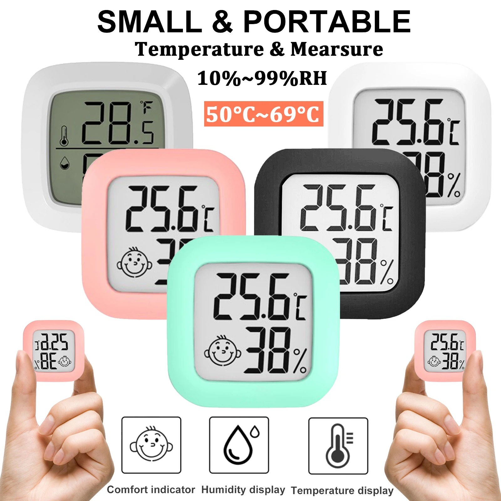 Mini Thermometer LCD Digital Temperature Room Hygrometer Gauge Sensor Humidity Meter Indoor Thermometer Temperature 50°C - 69°C