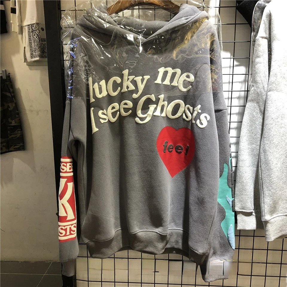 

2023 Lucky me Hoodies MEN Women I see Ghosts Hoodies Feel Sleeve red Logo Kanye West Pullovers Kids SEE Ghosts Sweatshirts