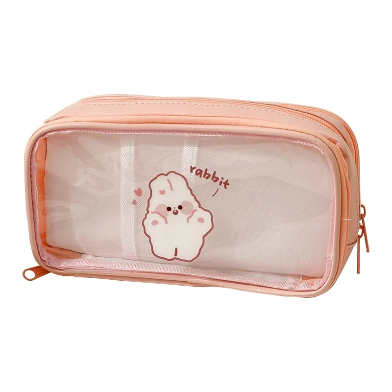 

Large Capacity Pen Bag Clear Pen Case Waterproof Cosmetic Pouch Multi-layer Pencil Case for School Student Girl Boy Teen E8BE