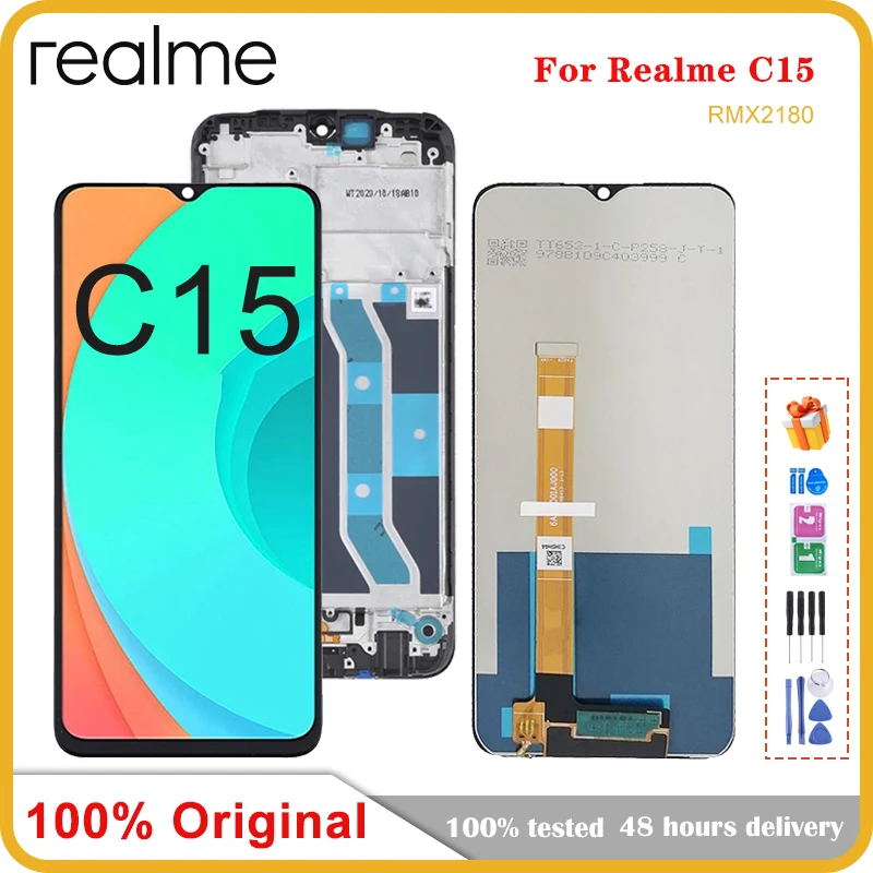 

6.5" Original For OPPO Realme C15 RMX2180 LCD Display Touch Screen Digitizer Assembly Replacement For Realme C15 LCD With Frame
