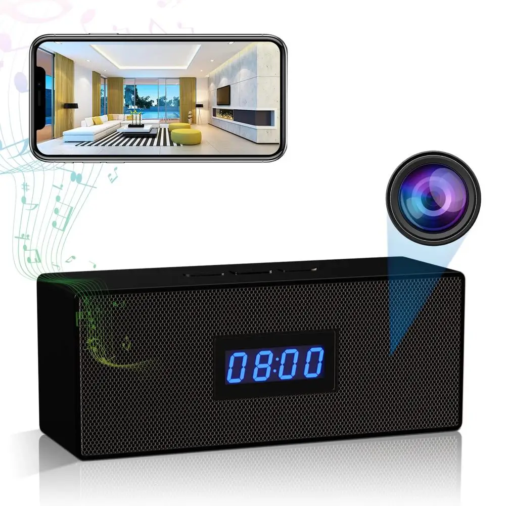 Enlarge 4k Wifi Mini Clock Camera Micro Recorder Bluetooth-compatible Speaker Nanny Cam Hd 1080p Night Vision Motion Detection Camcorder