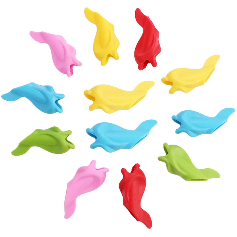 

50 Pcs Small Fish Pen Holder Writing Aids Silicone Posture Correctors Kids Tools Instrument Flexible Pens Silica Gel Student