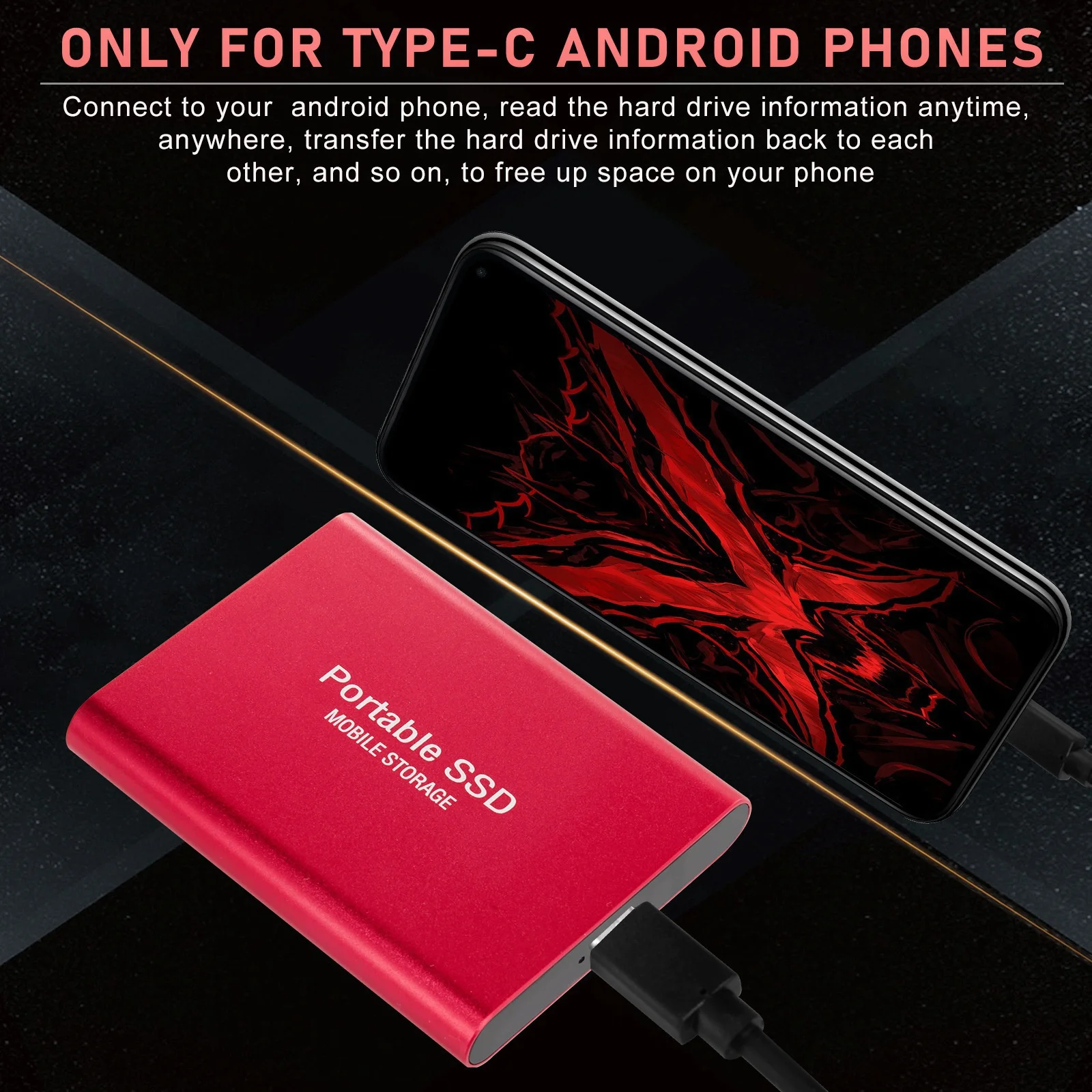 Portable SSD Type-C USB 3.1 8TB 16TB 32TB 64TB SSD Hard Drive 2TB External SSD M.2 for Laptop Desktop SSD Flash Memory Disk