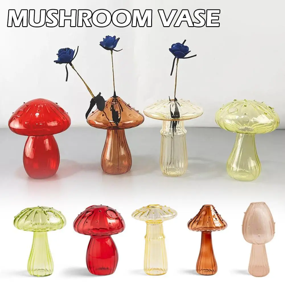 Купи New Nordic Mushroom Glass Aromatherapy Bottle Hydroponics Desktop Living Vase Ornament Room Office Decoration Home за 509 рублей в магазине AliExpress