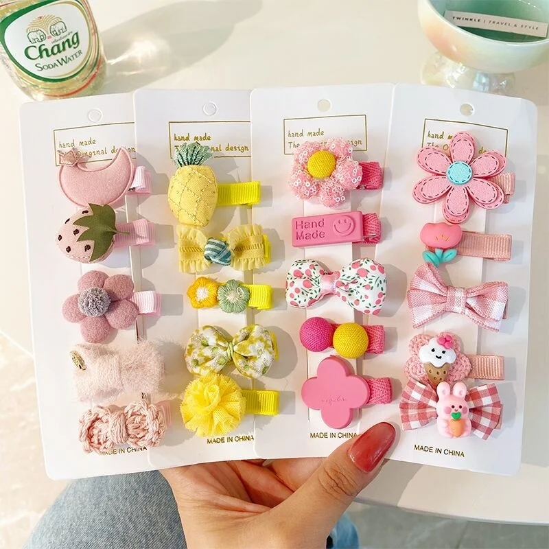 Pineapple Strawberry Flower Bow Hair Clips For Girl Kids Cute Kawaii Soft Hairpin Accessories Gift
