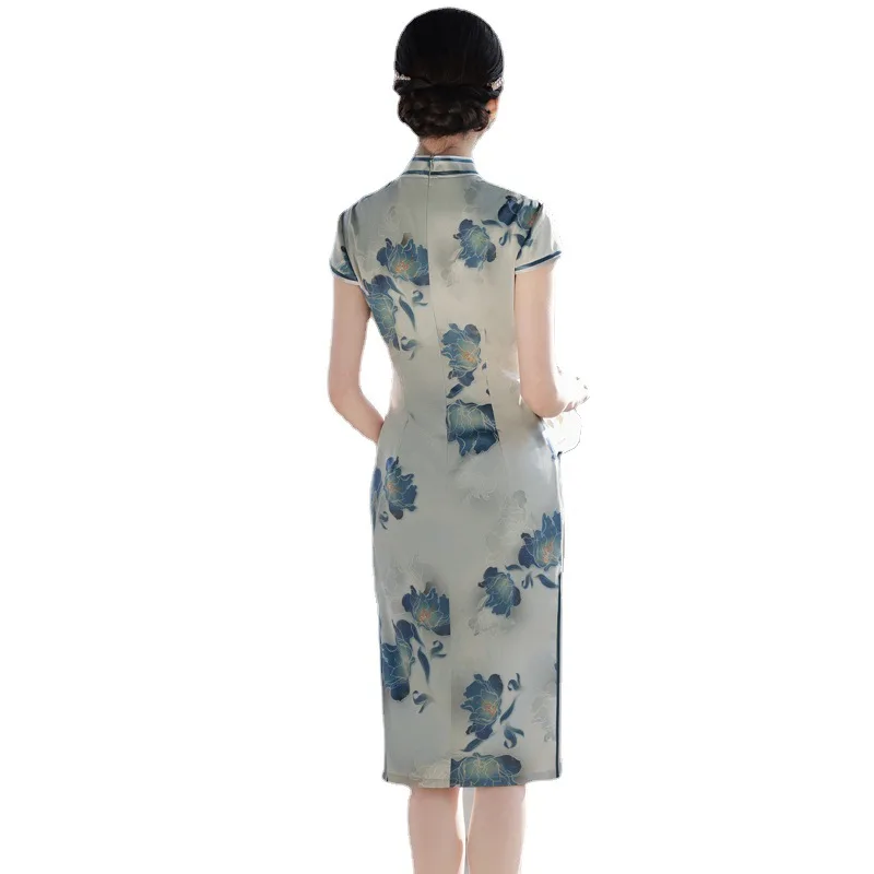 Современное улучшенное Ципао средней длины в китайском стиле повседневное