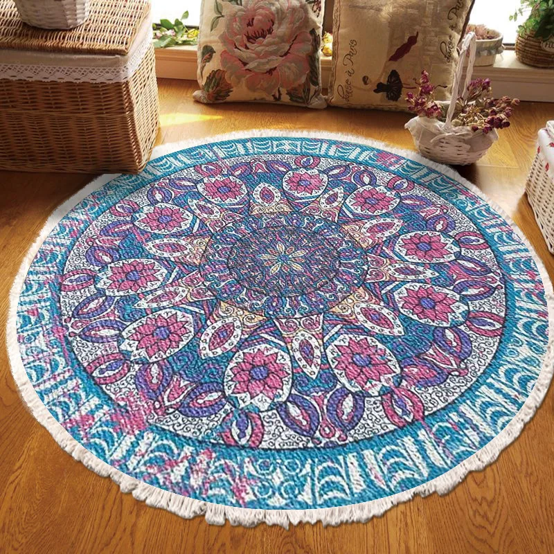 Нескользящий ковер в скандинавском ретро-стиле прикроватный круглый напольный