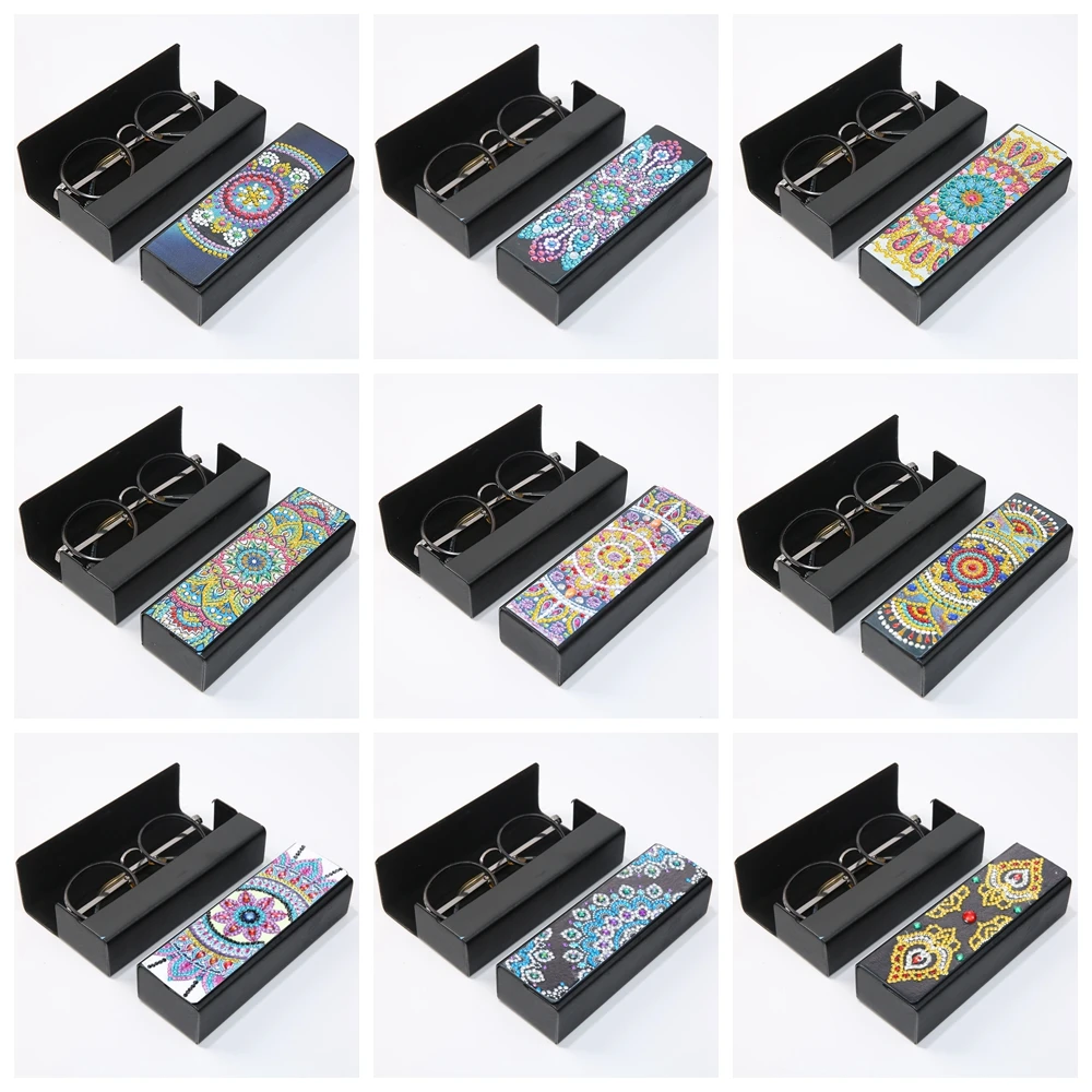 5D сделай сам алмазная живопись коробка для хранения очков Дорожный Кожаный чехол