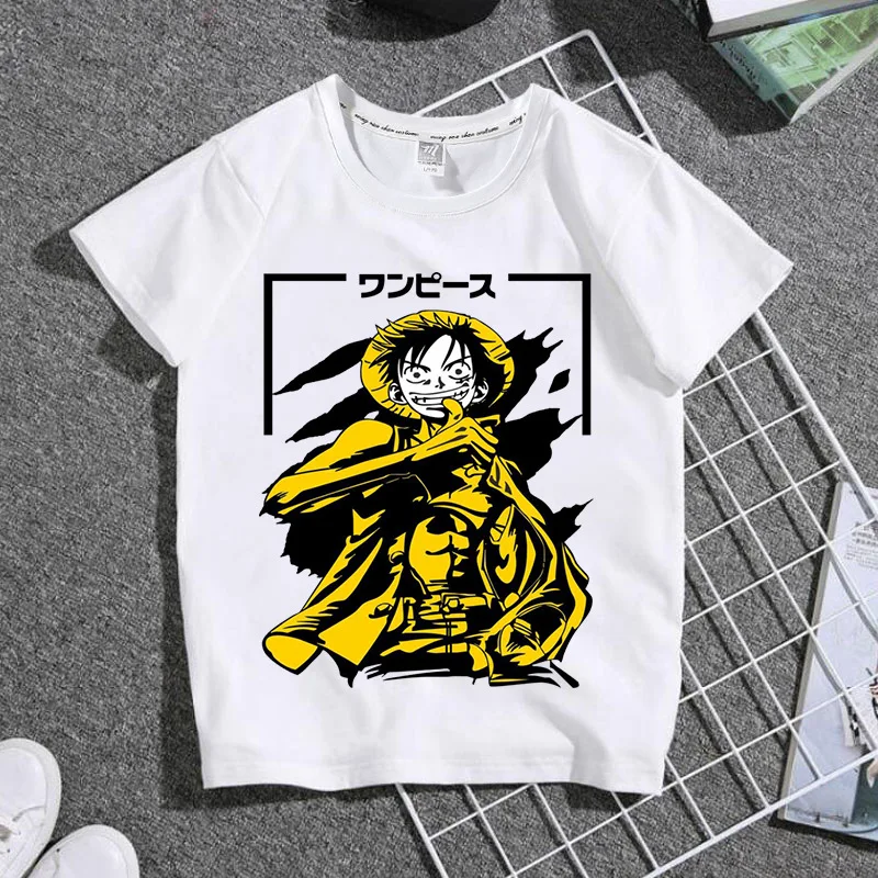 

2022 New Summer Boys and Girls Short-sleeved ONE PIECE Monkey D Luffy Personality Cartoon Printing Comfortable Boys T-shirt