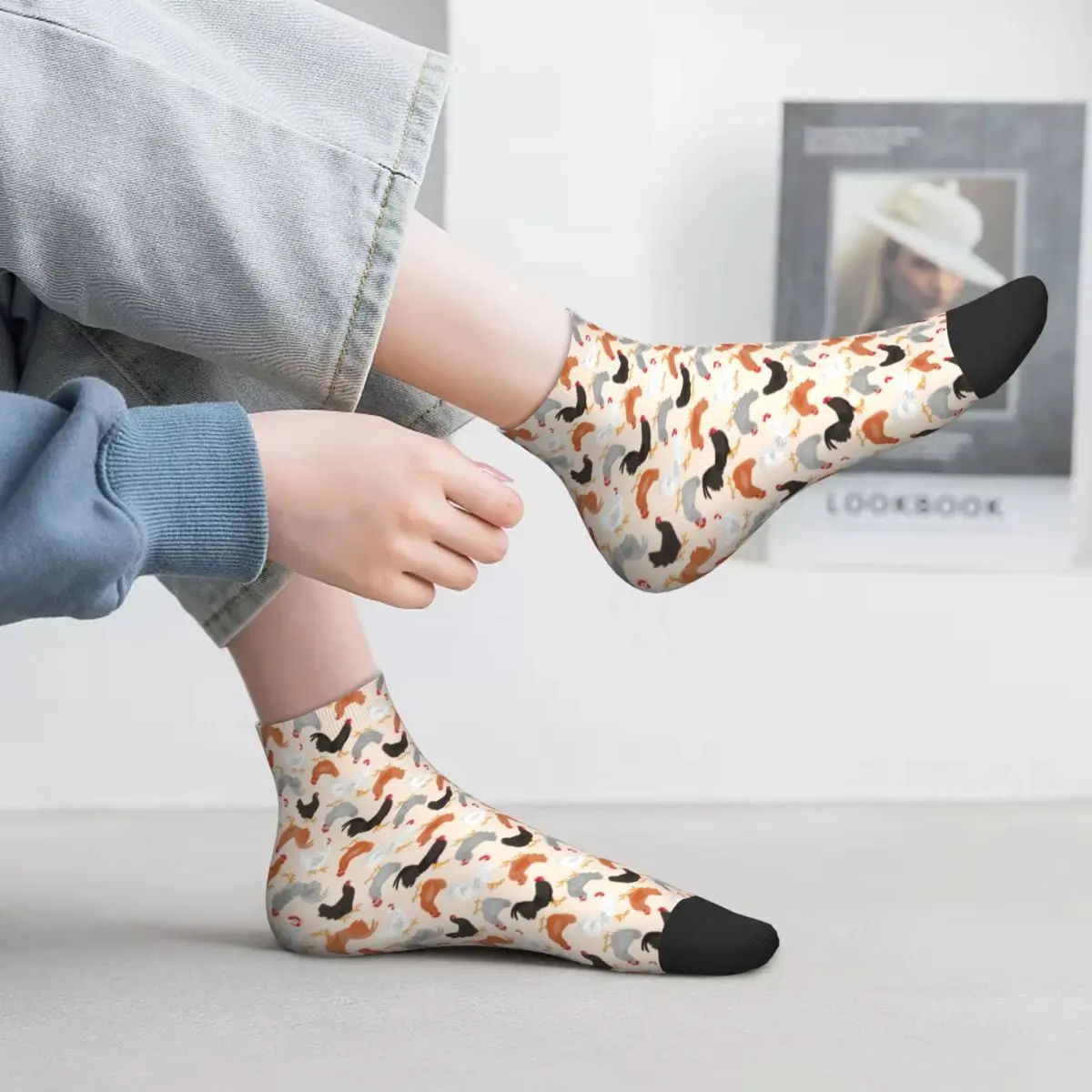 

Cute Chicken Socks Farm Animals Print Breathable Premium Short Tubes Large Chemical Fiber Children Training Socks