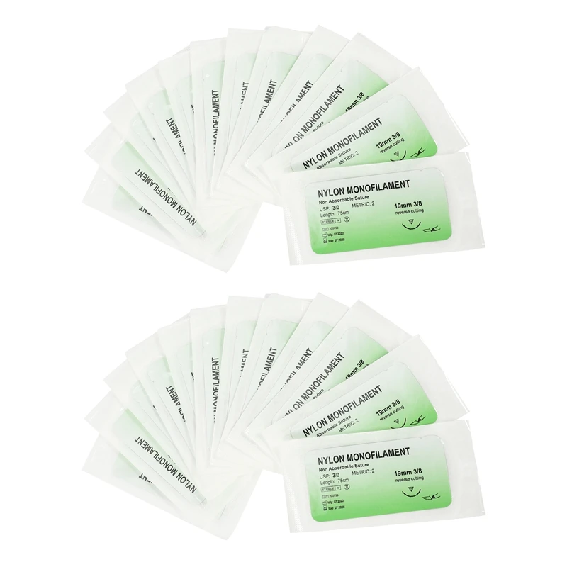 

24 Pcs/Set Needle Suture Nylon Monofilament Thread Suture Practice Kit 3/0