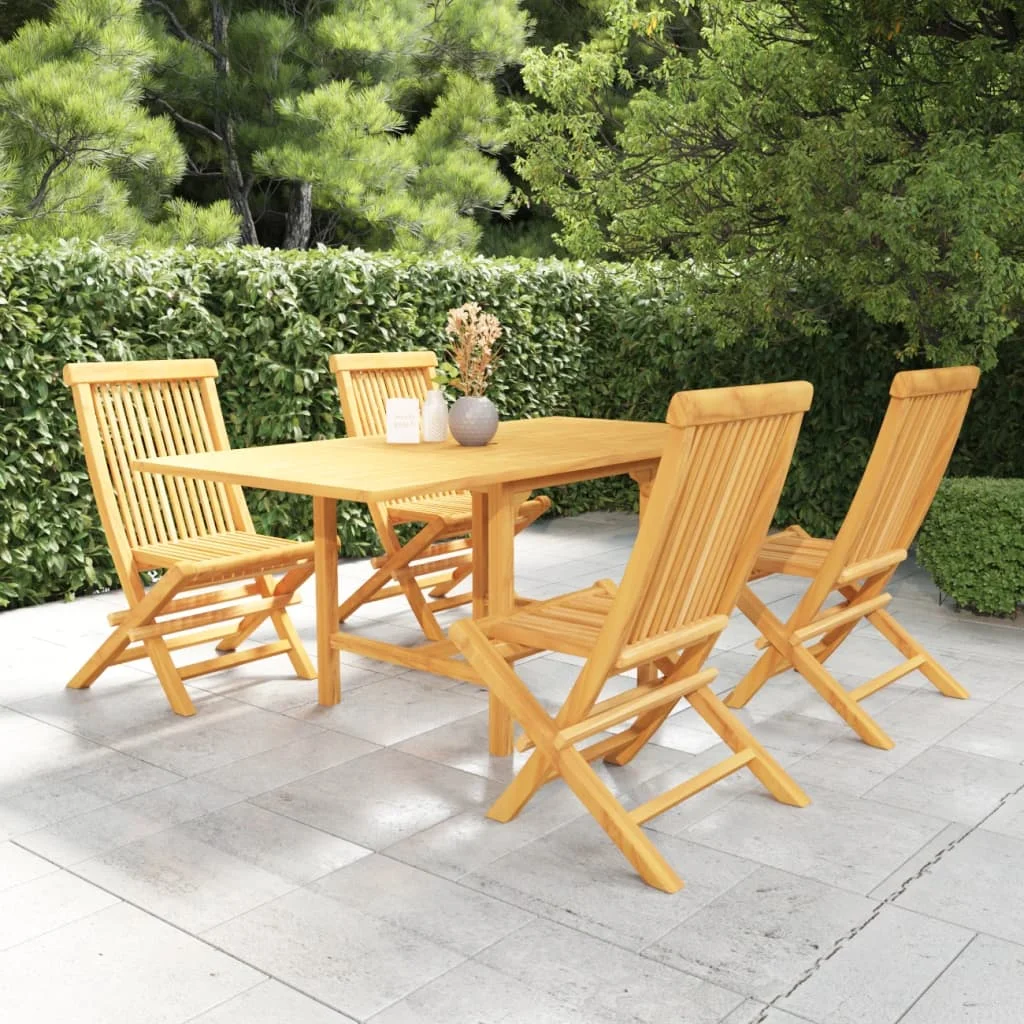 

5 Piece Garden Dining Set,Patio Table and Chair Set, Solid Teak Wood