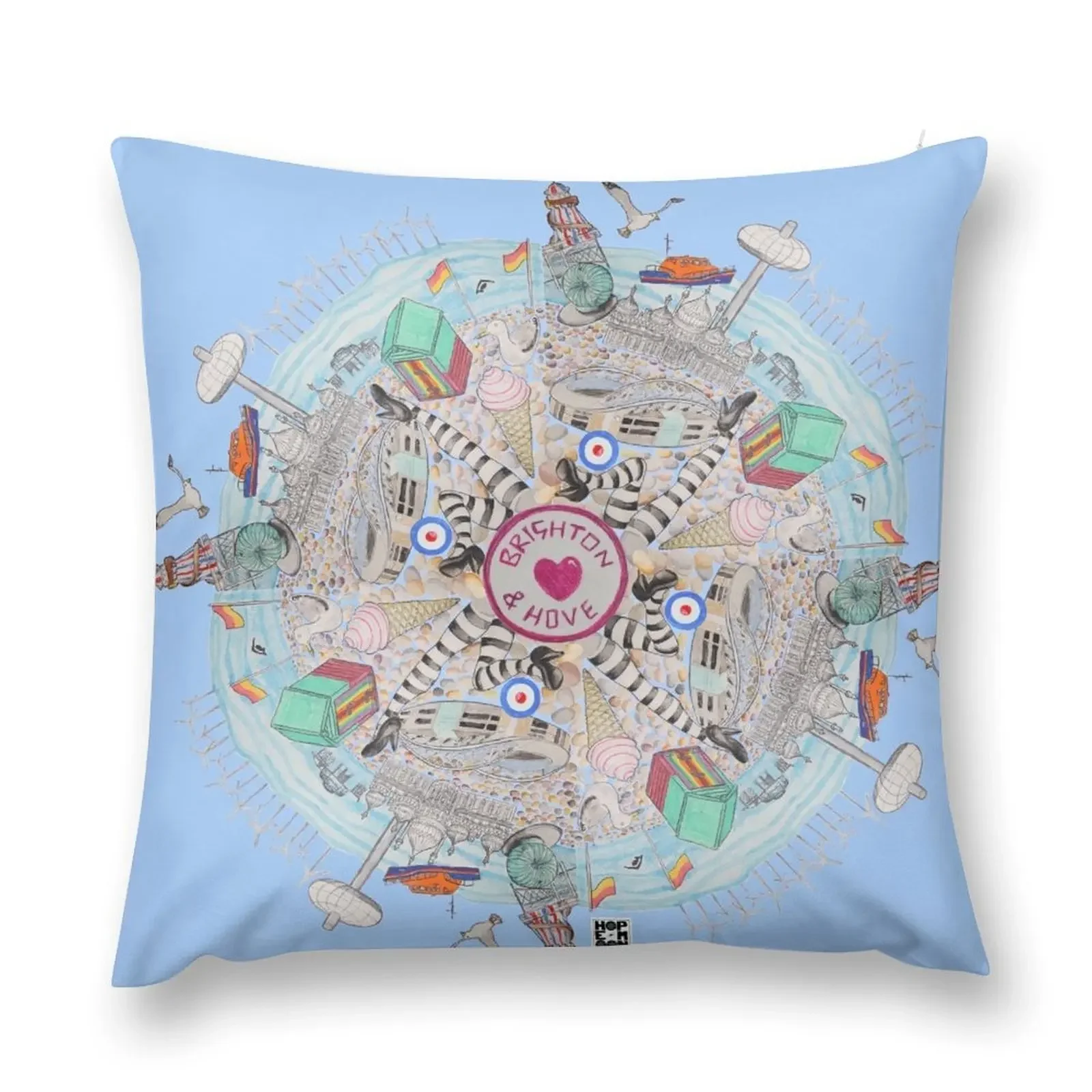 Brighton and Hove Rocks (DARKBLUE) Декоративная подушка Рождественские наволочки Чехлы для