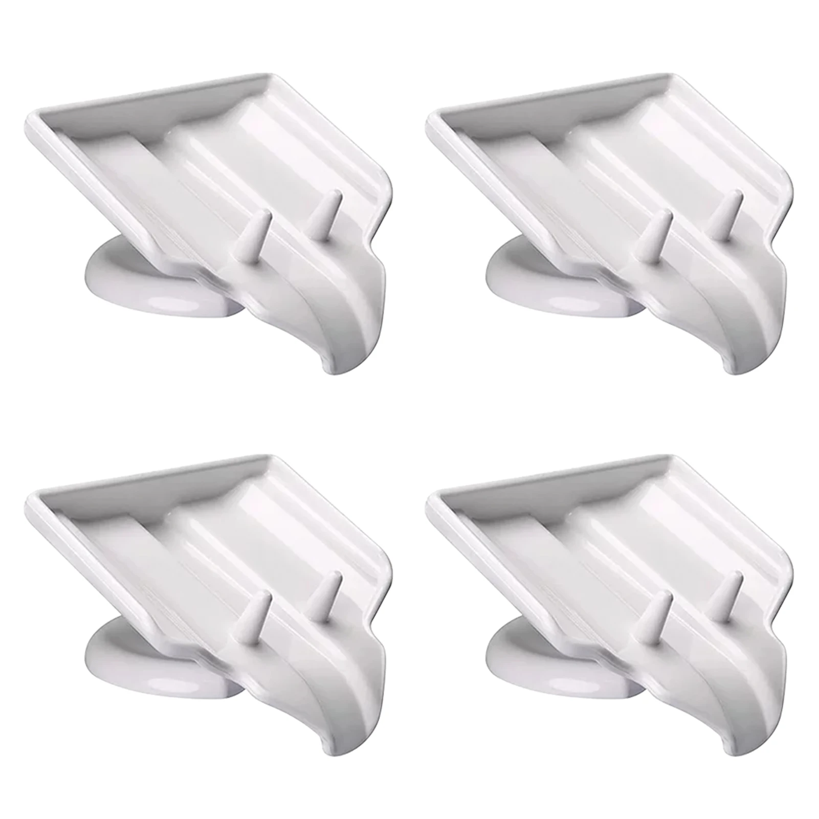 

4pcs For Bathroom Suction Cup Easy Install Soap Dish With Drain Storage Holder Blocking Posts Holding Soap For Kitchen Hotel