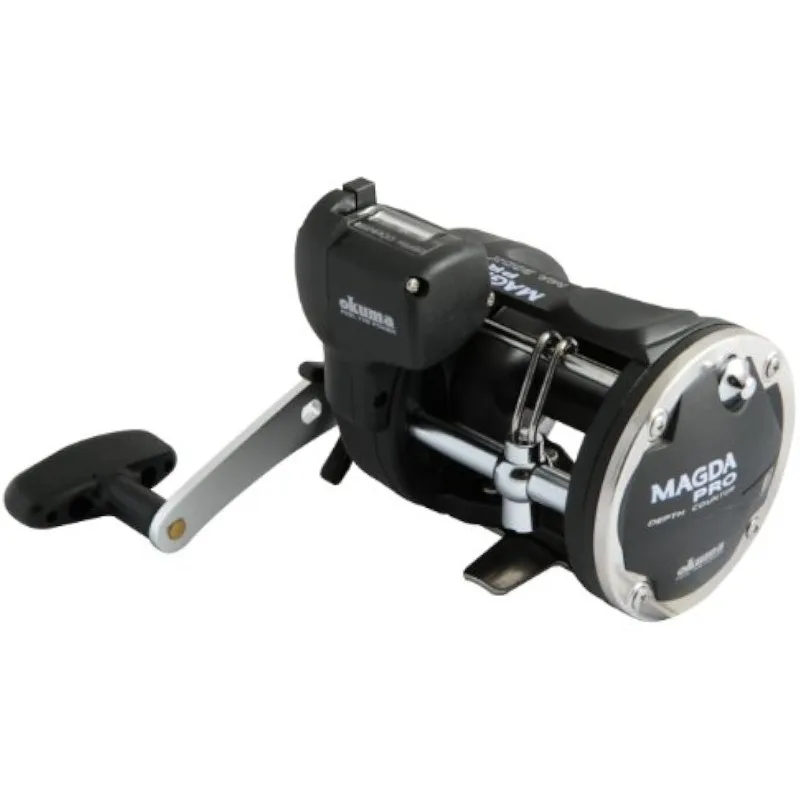 

Okuma Magda Pro Line Counter Levelwind Trolling Reel, Small, Black/Silver, MA-30DX