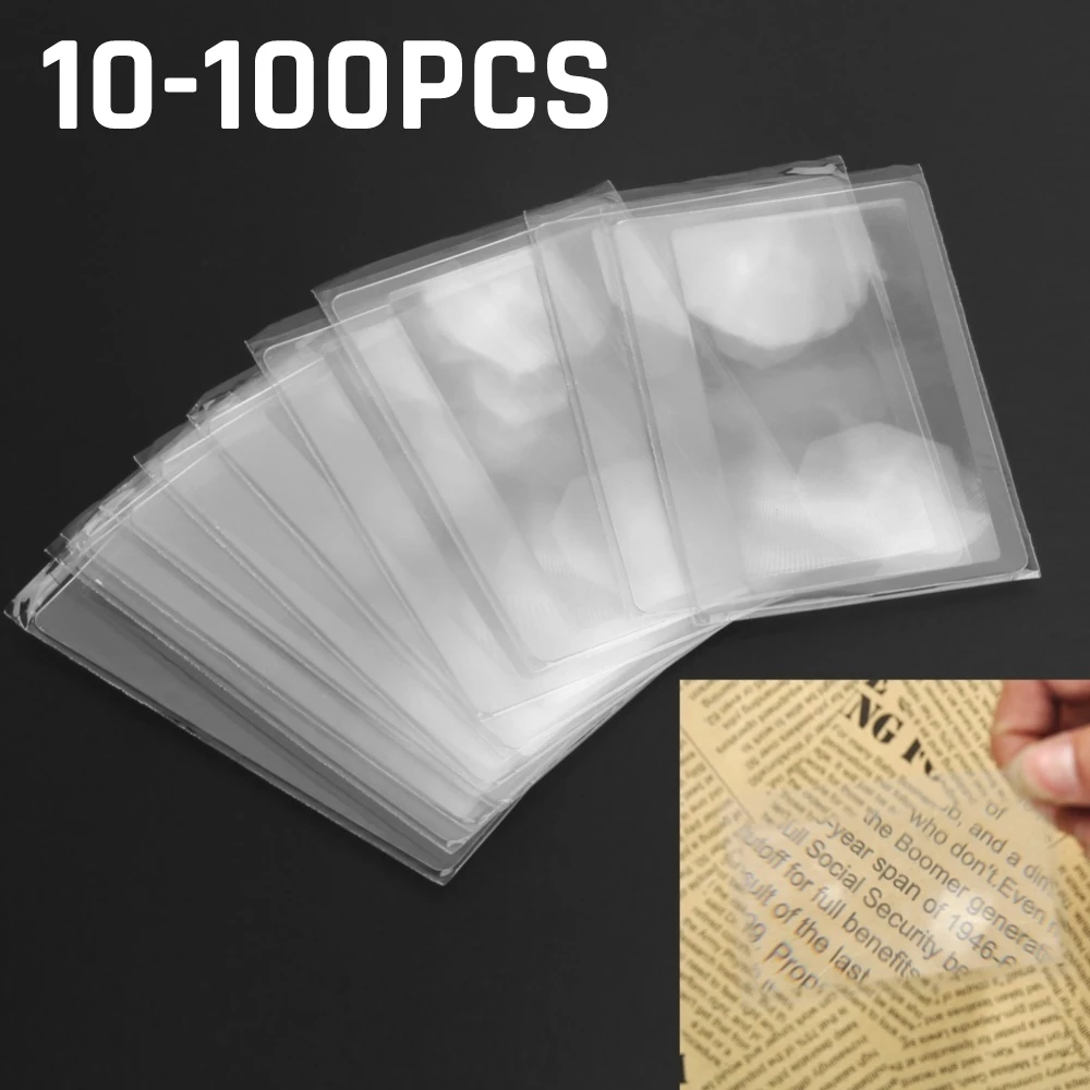 

10-100PCS Credit Card 3X Magnifier Magnification Magnifying Fresnel LENS Pocket Credit Card Size Transparent Magnifying Glass