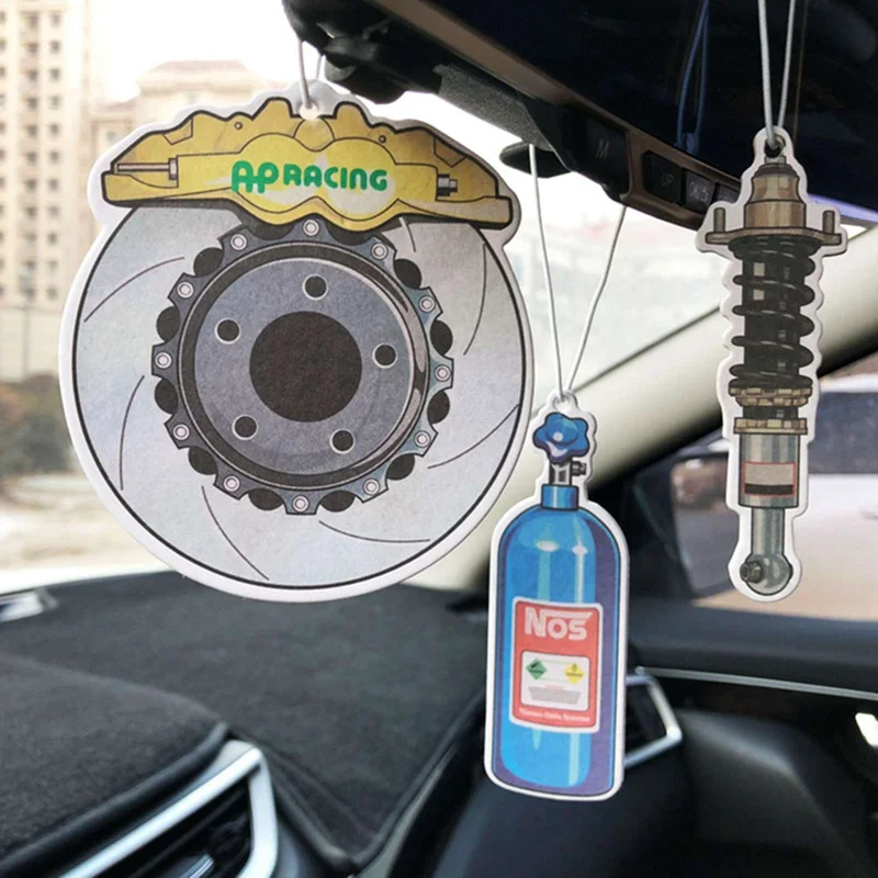 

Car Interior Air Freshener Hanging Wheel Hub Piston Flavoring Turbo Perfume Pendant Car-Styling Auto Rearview Mirror Solid Paper