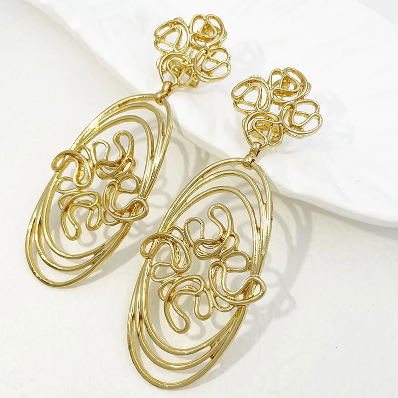 

Large Size Drop Earrings For Women Latest 18K Gold Plated Earrings Dubai Jewelry Wedding Party Accessories 2023 Trending