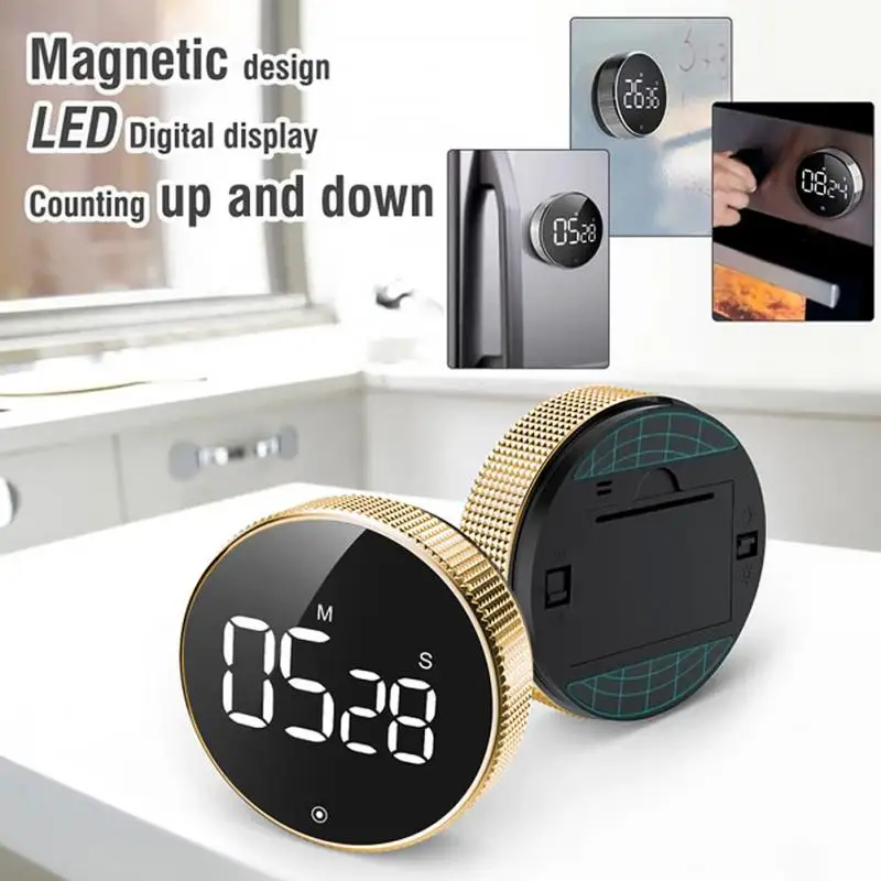 

Kitchen Timer LED Mute Visual Magnet Rotation Timer Magnetic Suction Positive Negative Timing Kitchen Countdown Beauty Reminder