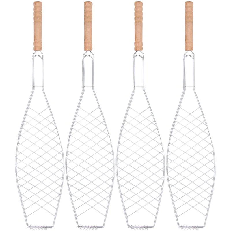 

4Pcs Fish Grill Basket Folding Portable Stainless Steel Barbecue BBQ Grill Basket For Fish Shrimp