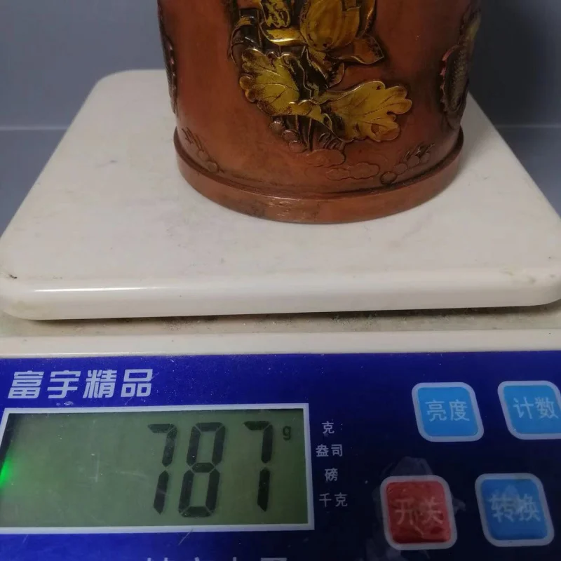 Антикварный антикварный медный утолщенный красный держатель для ручки с рыбой