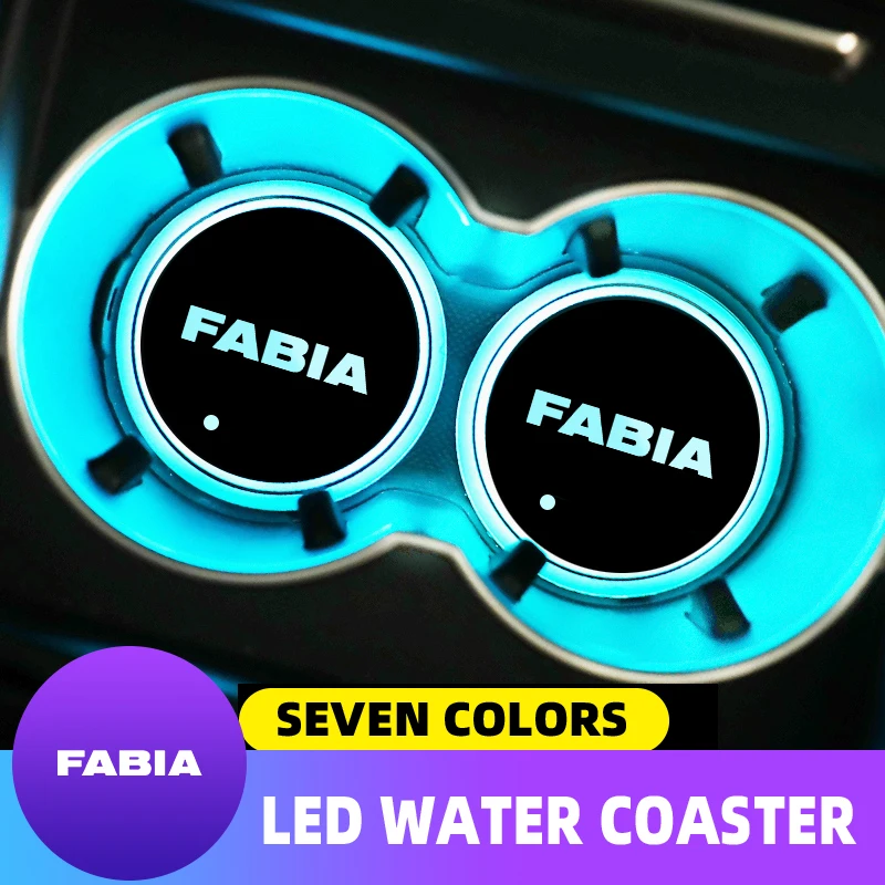 

Luminous Car Water Cup Coaster Holder 7 Colorful USB Charging Car Led Atmosphere Light For Skoda Fabia 1 2 3 MK1 MK2 MK3 NJ3 NJ5