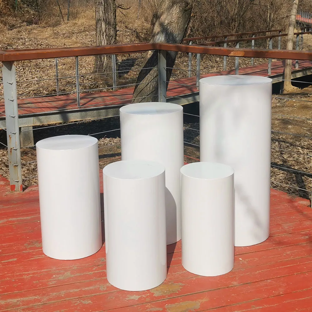 

3/5pcs Wedding Supplies White Cake Cube Round Cylinder Pedestal Column Plinth Stand Display Plinth for Exhibitions