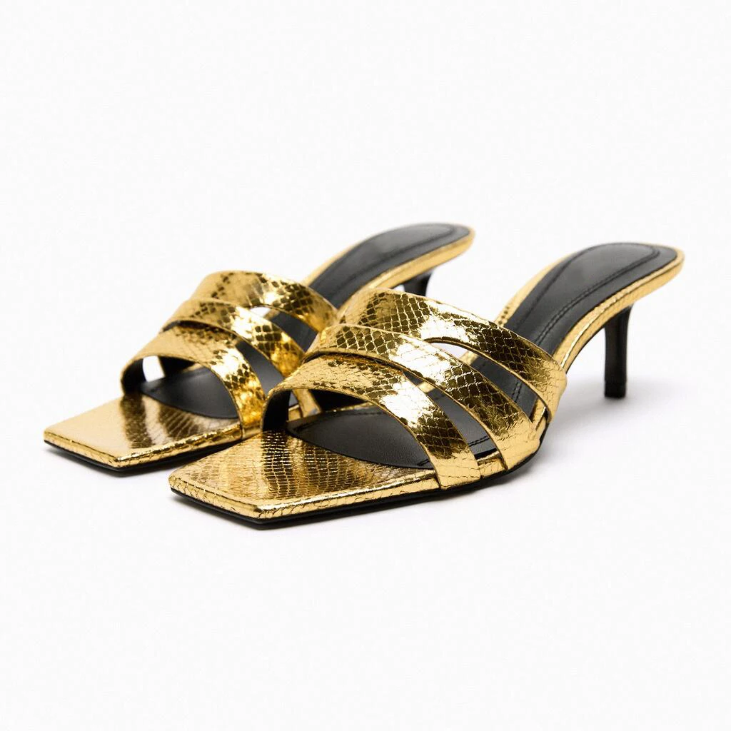 

Женские сандалии с квадратным носком LMCAVASUN, босоножки золотого цвета на низком каблуке, классические туфли с пряжкой, 2023