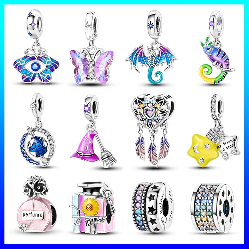 

Fit Pandora Original Bracelets DIY Jewelry 100% 925 Sterling Silver Fantasy Flying Dragon Mysterious Butterfly Charms Pendants