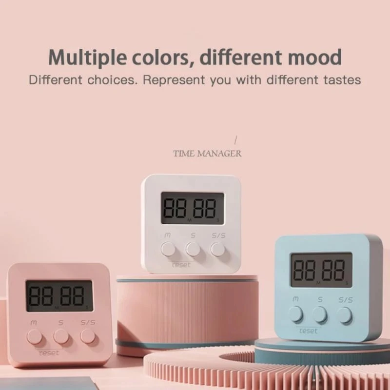 

3 Colors Cute Electronic Clock Mini LCD Digital Timer Reminder Countdown Stopwatch Alarm Kitchen Learning Time Manager Cooking