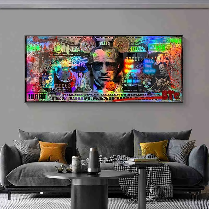 Картина на холсте с изображением крестного отца биткоина |