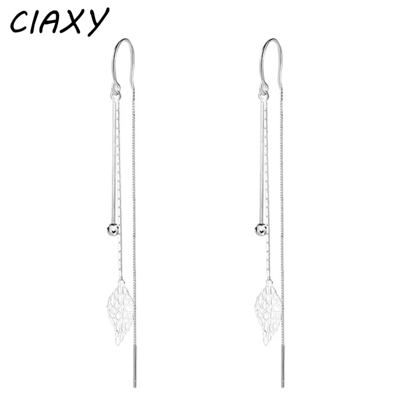 

DAYIN Silver Color Tea Leaf Earring Female Hollow Design Long Earline Tassel Drop Earrings 2022 Korean Fashion Jewelry