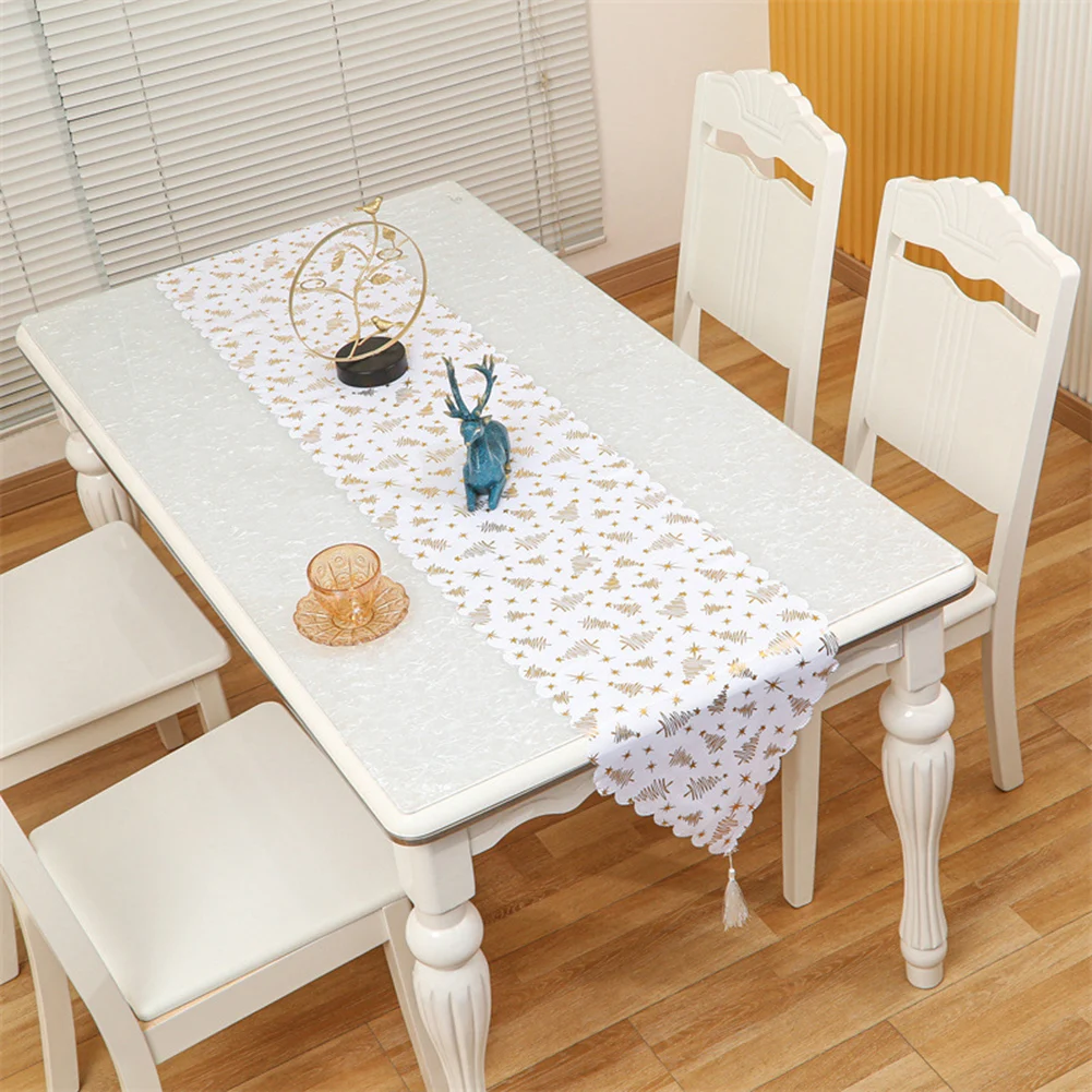 

2023 Christmas Table Runner Cotton Linen Printed Leaf Red Pentagram Tablecloth Banquet Holiday Party Home Decoration Tablecloth