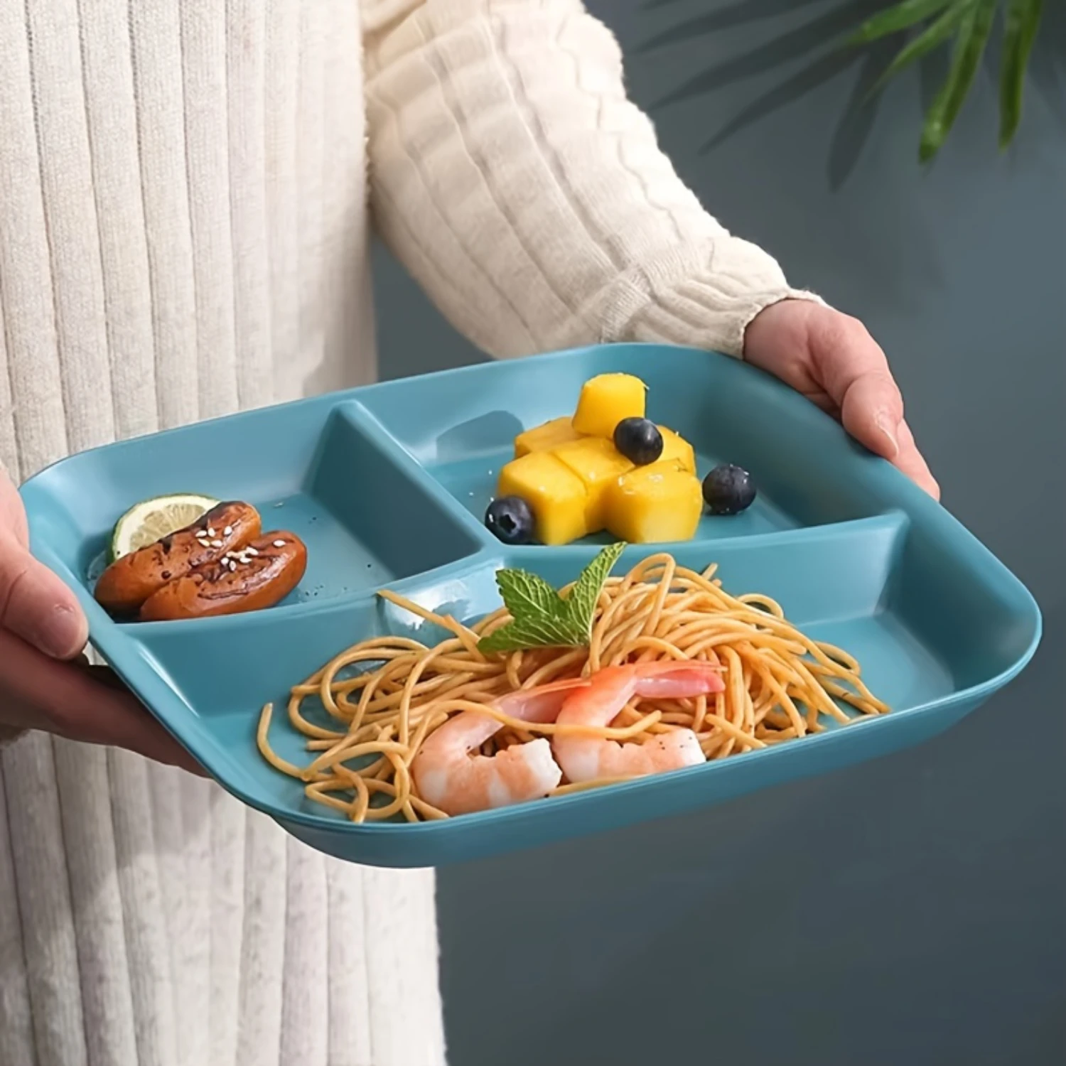 Разделенная обеденная тарелка из пшеничной соломы креативный 3-секционный