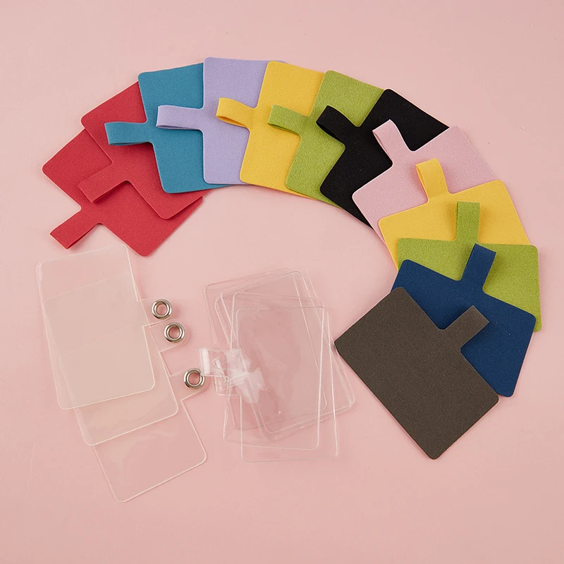 

Plastic Cord Adapter For Mobile Phone Replacement Plastic Card With Transparent Metal Ring To Hook Cord Universal Pendant