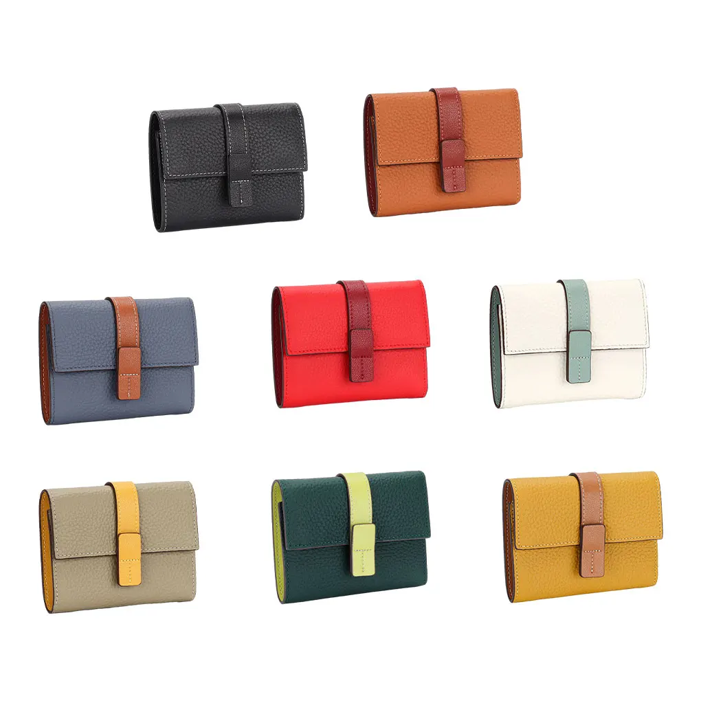 

Women Purse Rectangular Trifold Solid Color Zipper Hasp Card Holder Cash Compartment Photo Folder Wallet Notecase Yellow