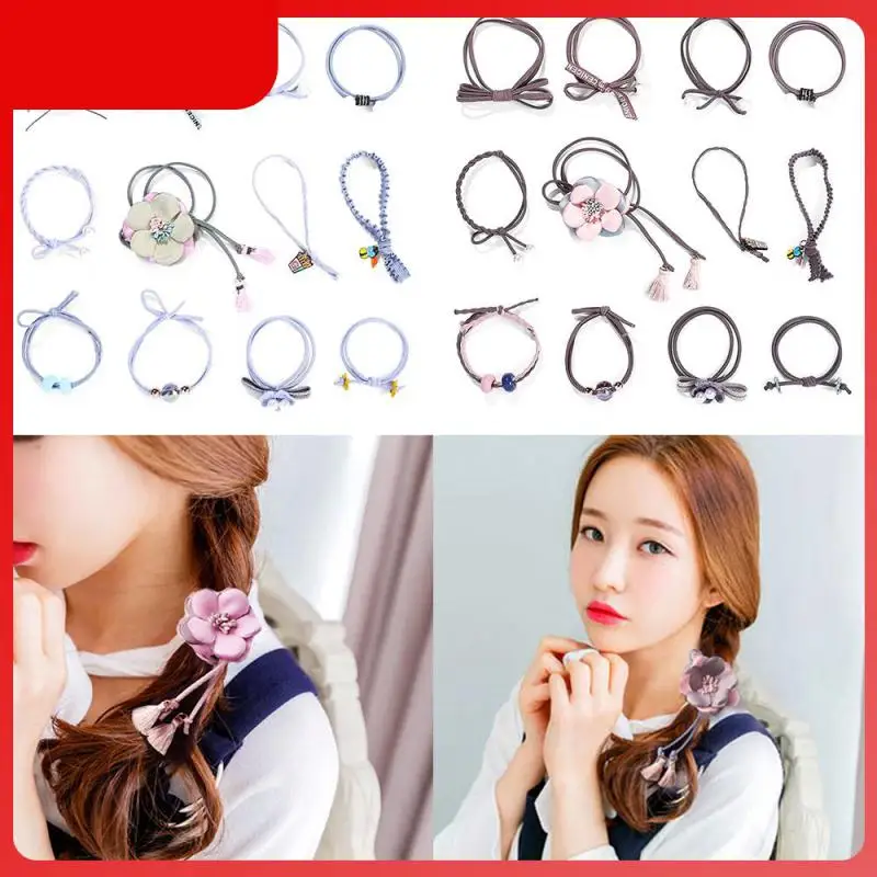 

2019 4 вида цветов 12 шт./комплект аксессуары для укладки Женская резинка для волос красивый эластичный цветок жемчуг бабочка узел кольцо для волос Горячая Мода
