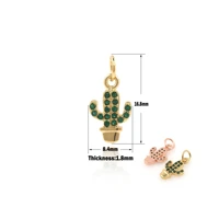 golden cactus charm desert plant pendant gift for women diy bracelet necklace jewelry making handmade jewelry accessories