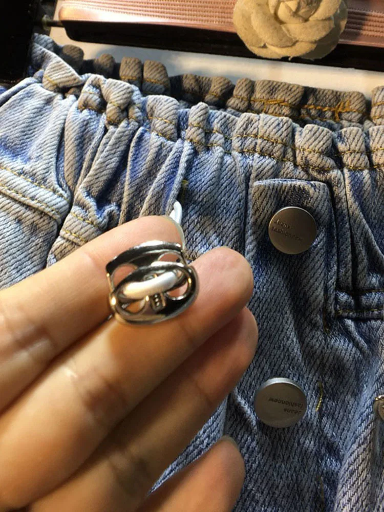 Женские джинсовые шорты с широкими штанинами и высокой талией