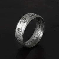 retro norse viking valknut rings men women simple stainless steel odin viking rune ring amulet fashion jewelry gift wholesale