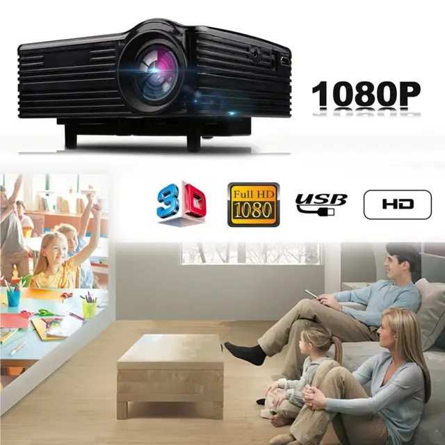 Mini Projector Portable LED Projector Video 3D Full HD Beamer 1080P for Smart Mobile Home Cinema Theater 3