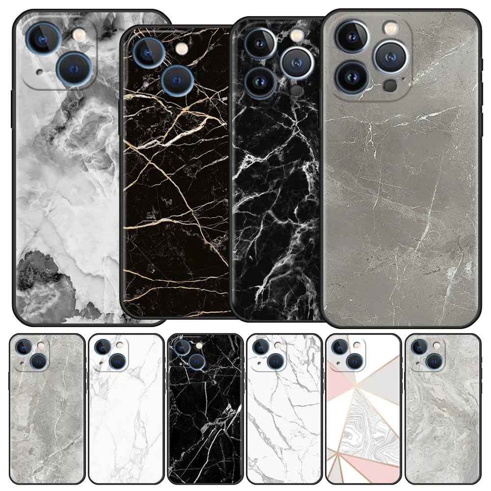 Черный и белый мраморный чехол из ТПУ для Apple iPhone 13 11 12 Pro 7 XR X XS Max 8 6 6S Plus 5 5S SE 2022 13Pro