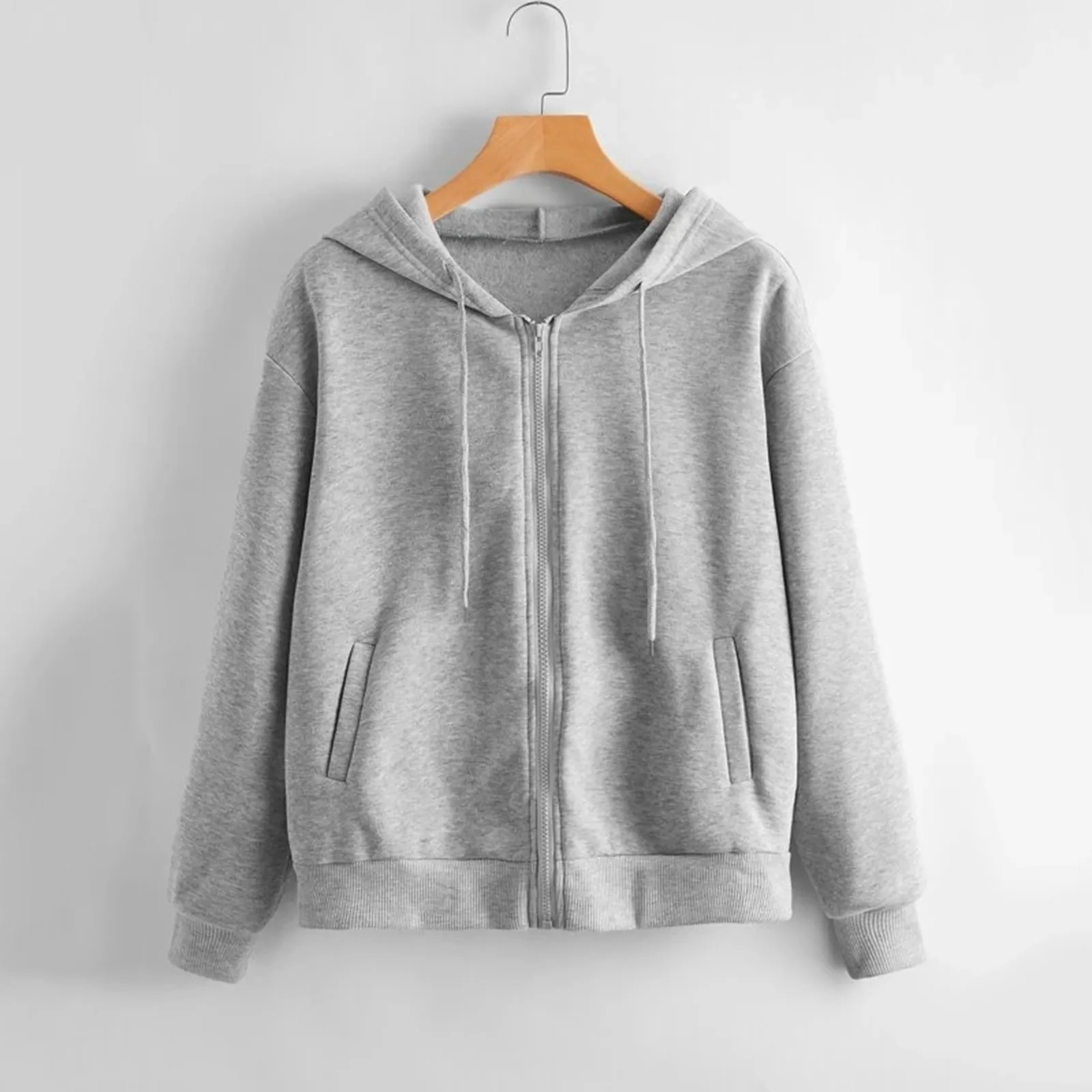 

Sweatshirt Long Pocket Zipper Casual Women Tops Solid Shirt Sleeve Hooded Women's Women Long Sleeve Hoodie Women Fall Sweater