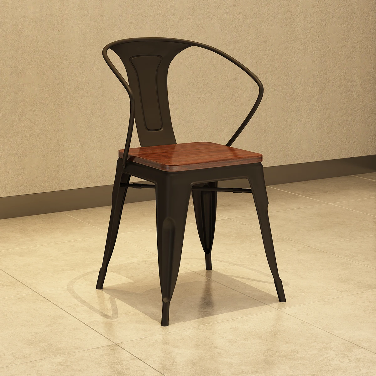 Coffee Restaurant Creative European-style Retro Vintage Industrial Style Simple Metal Wood Chairs