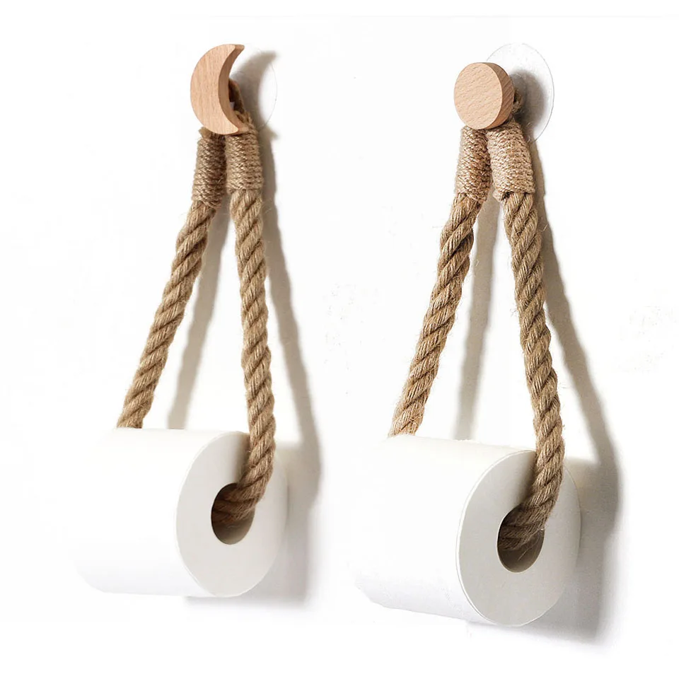 

Many Styles Kitchen Roll Napkin Holders Towel Dispenser Accessory Hanging Rope Wooden Toilet Paper Holder for Bathroom Decor