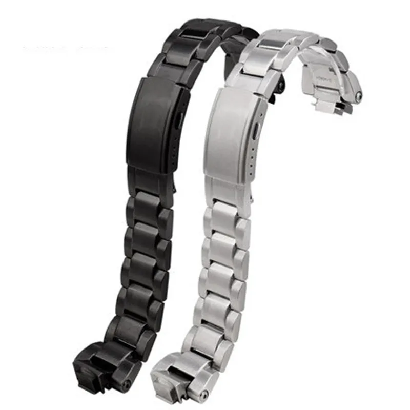 

Solid Stainless Steel convex watchband for CASIO G-Shock steel heart GST-B400 Series silver black watch belt men's strap