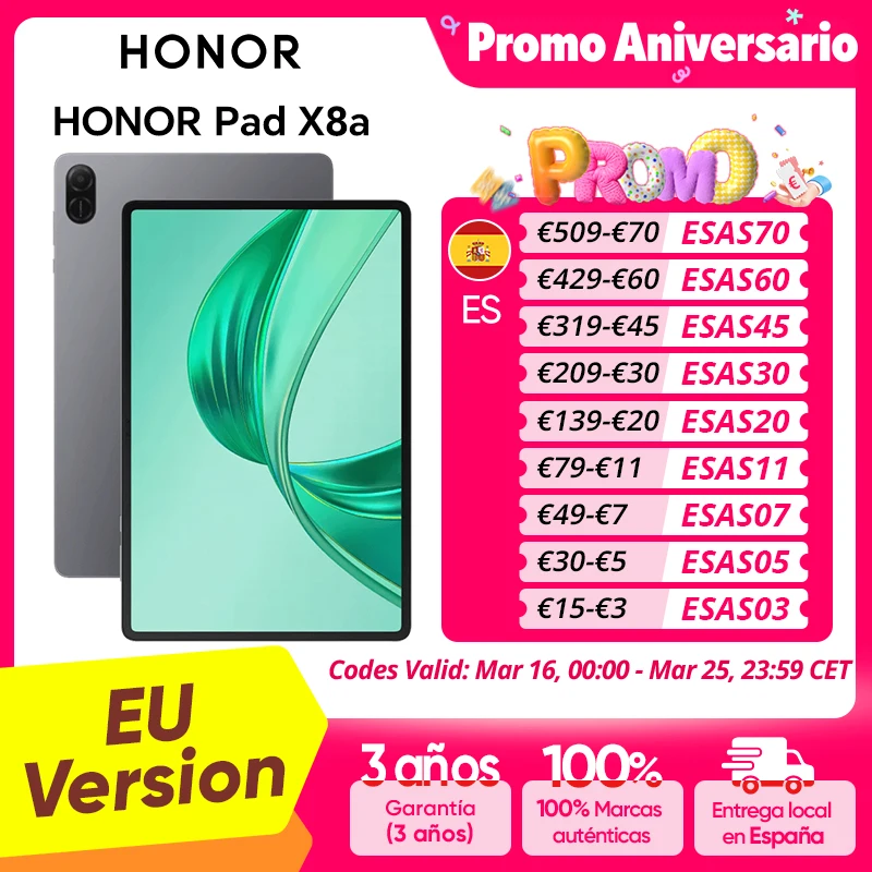 EU Version HONOR Pad X8a 11inch High Refresh Rate Eye Comfort 8300mAh Battery Large-amplitude Quad-speaker Voice Enhancement