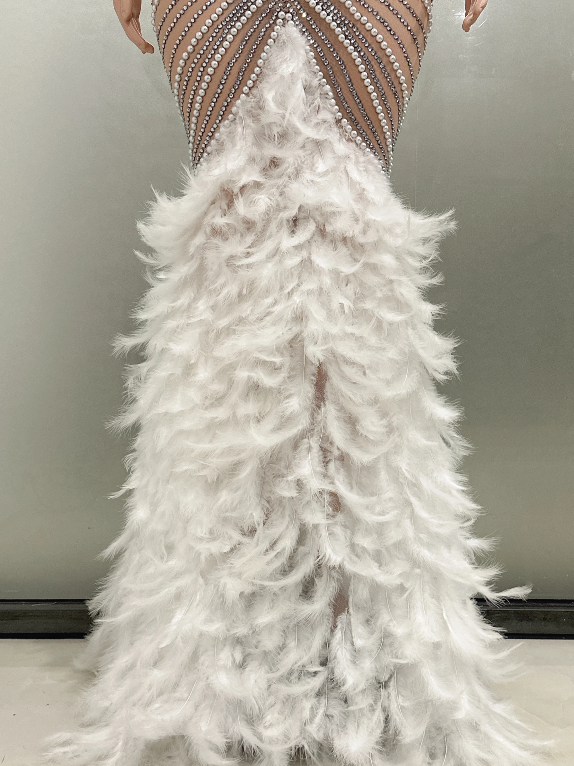 Роскошное платье с жемчужинами сексуальное в пол вечерний женский костюм для