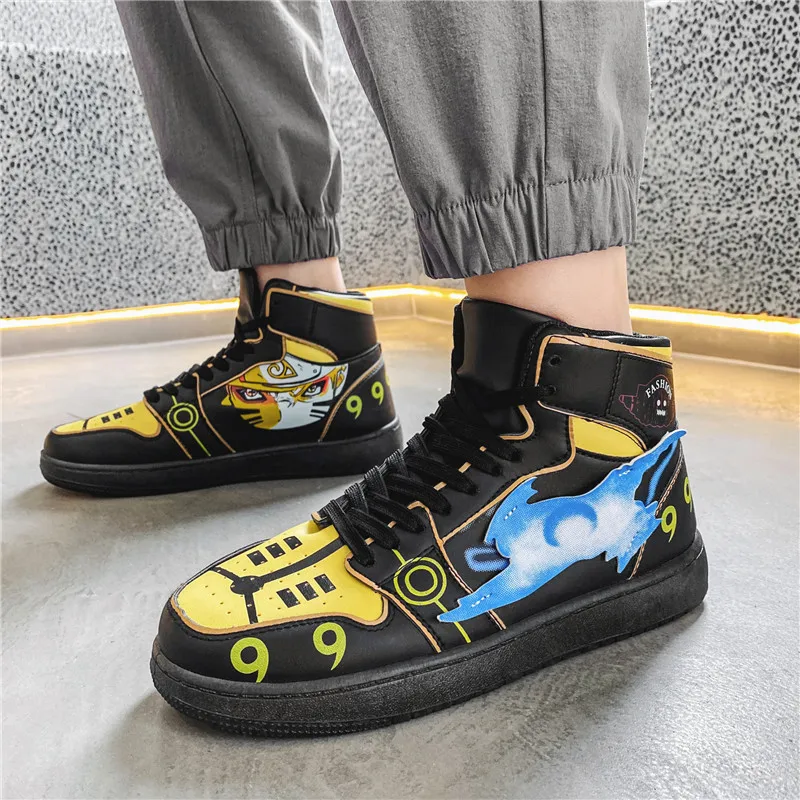 Fashion Cartoon Men's Anime Shoes Cosplay Shoes Street Hip hop Canvas Sneakers Men High top Platform Men's Skateboard Sneakers